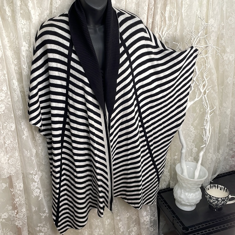 Softest Striped Chicos All Year Poncho Wrap Shawl